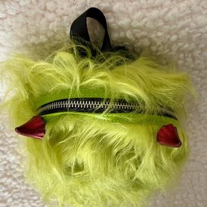 NWT Dolls Kill Current Mood Case of The Grumpies Fuzzy Backpack in Furry Green